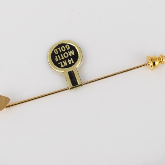 14kt Yellow Gold Heart Stickpin Vintage Flat Small Petite Delicate Dainty - Picture 4 of 4